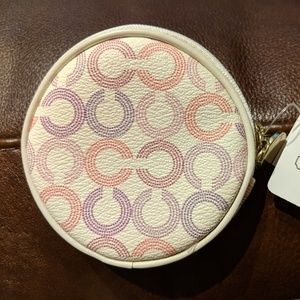 Coach Waverly OP ART PVC Round Coin Purse Case